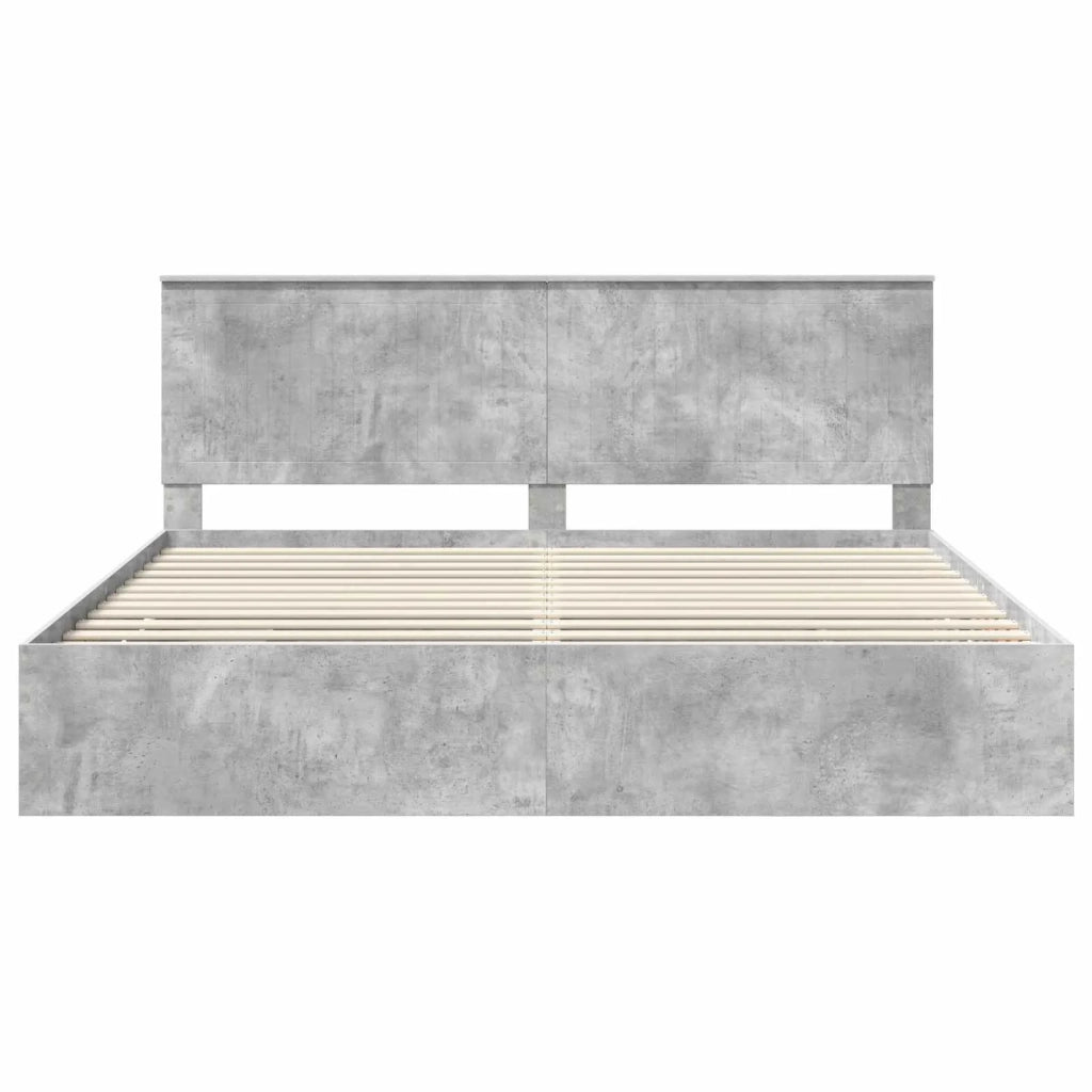 Letto matrimoniale | Letto per adulti | Struttura del letto con cassetto Grigio cemento 200 x 200 cm