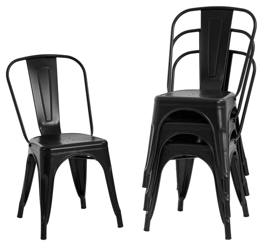 Set 4 Sedie In Metallo Impilabili Sedia Soggiorno Bistrot Sala Da Pranzo Design Stile Industriale Vintage Sedia Pub Birreria Ristorante Colore Nero Piedini Antiscivolo Antigraffio