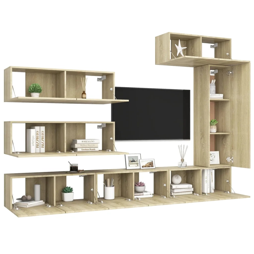 Set di Mobili TV 7 pz Rovere Sonoma in Legno Multistrato 3079032