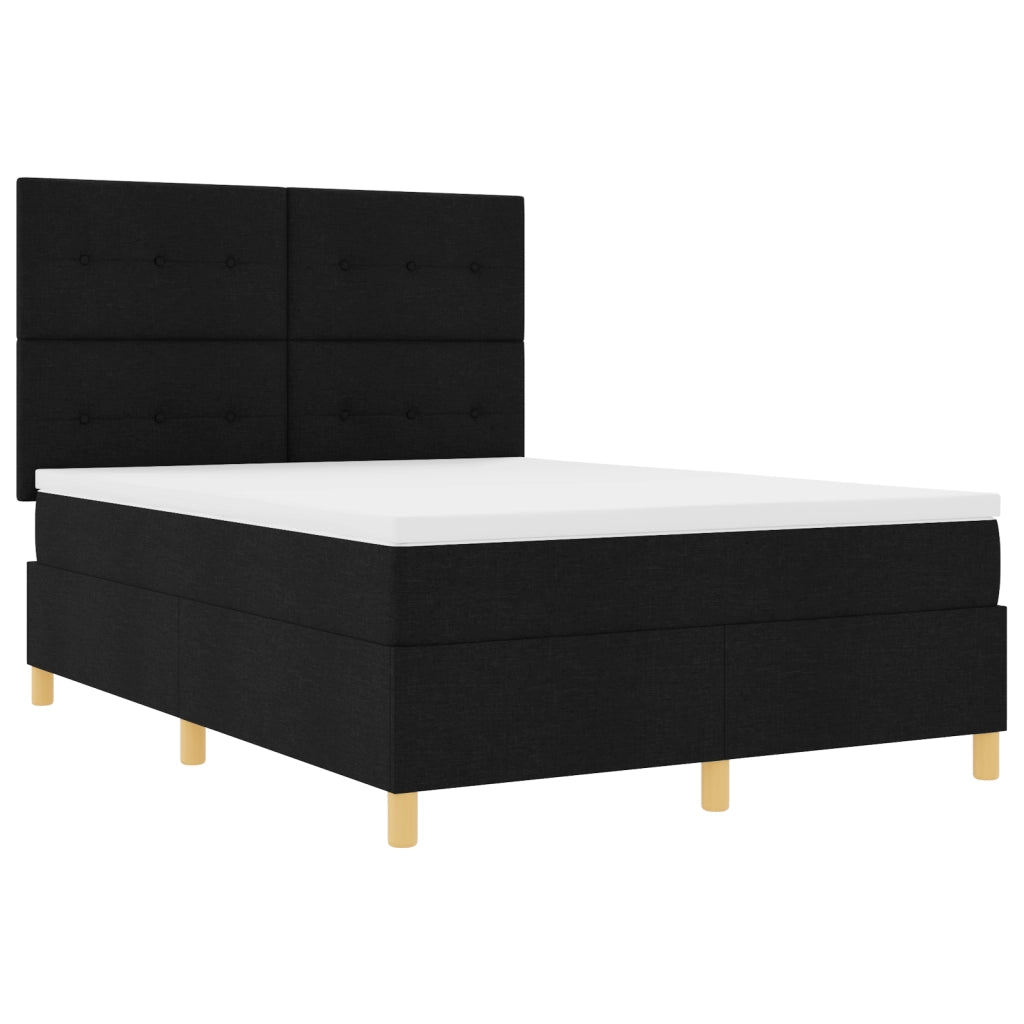 Letto con Box Spring e Materasso Nero 140x200 cm Tessuto