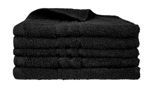 Set 5 Teli 50x90Cm Asciugamani Neri Professionali Parrucchiera Salviette Telo Nero Con Tintura Indanthrene 380Gr 