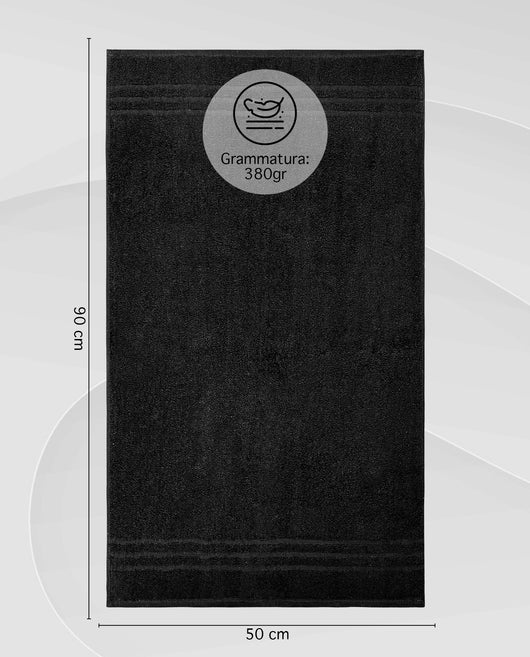 Set 5 Teli 50x90Cm Asciugamani Neri Professionali Parrucchiera Salviette Telo Nero Con Tintura Indanthrene 380Gr 