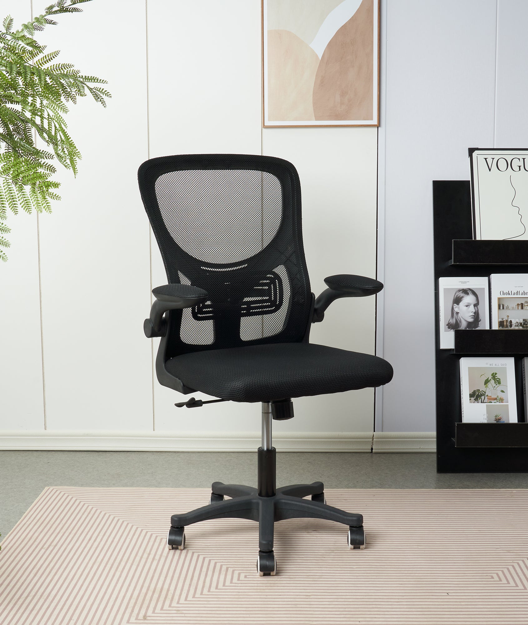 Sedia Da Ufficio Con Supporto Lombare, Sedia Scrivania Ergonomica Braccioli Regolabili Altezza Regolabile Schienale In Rete Traspirante,Oscillante Con Ruote Girevoli Poggiatesta - Senza Poggiatesta