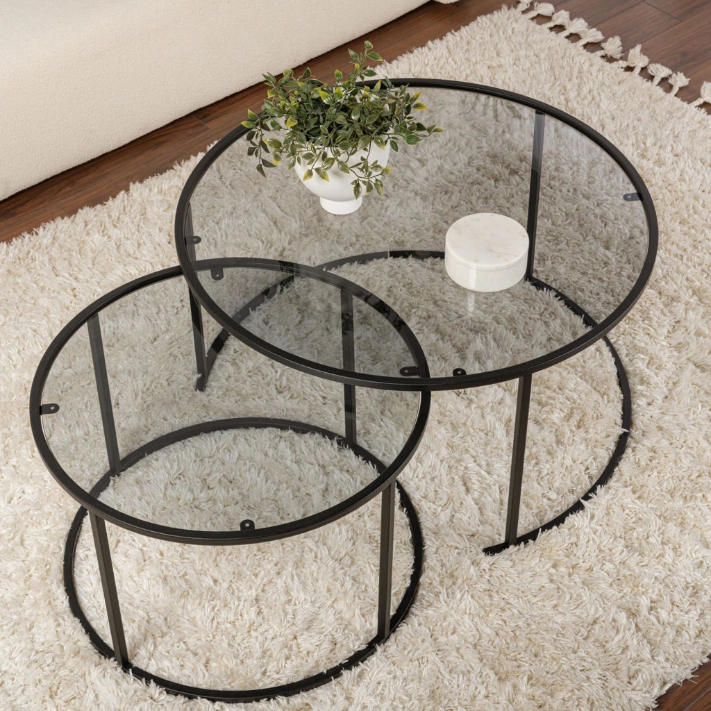 Lambrugo, Tavolino da Salotto Modulabile, 60x60x39h cm Nero