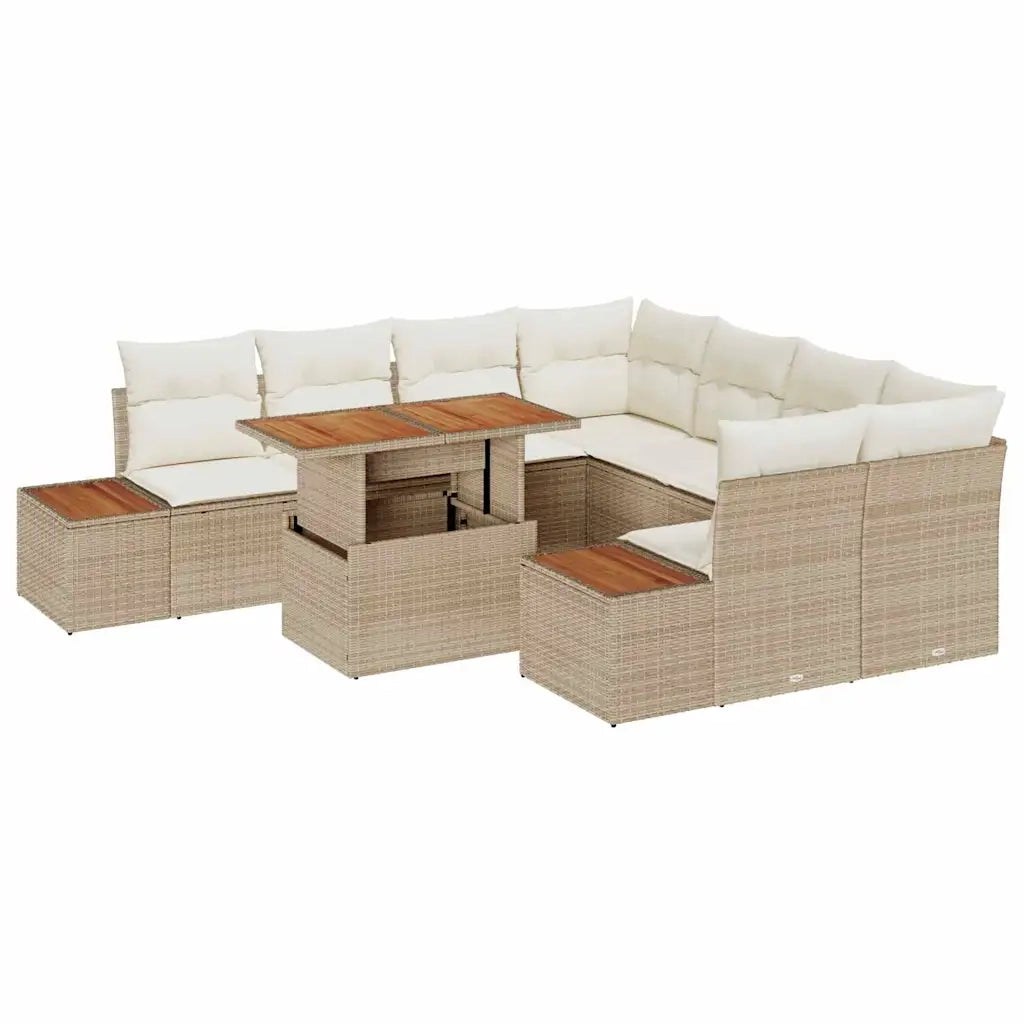 Set da Pranzo per Giardino con cuscino 9 pcs Beige e Crema 3350058