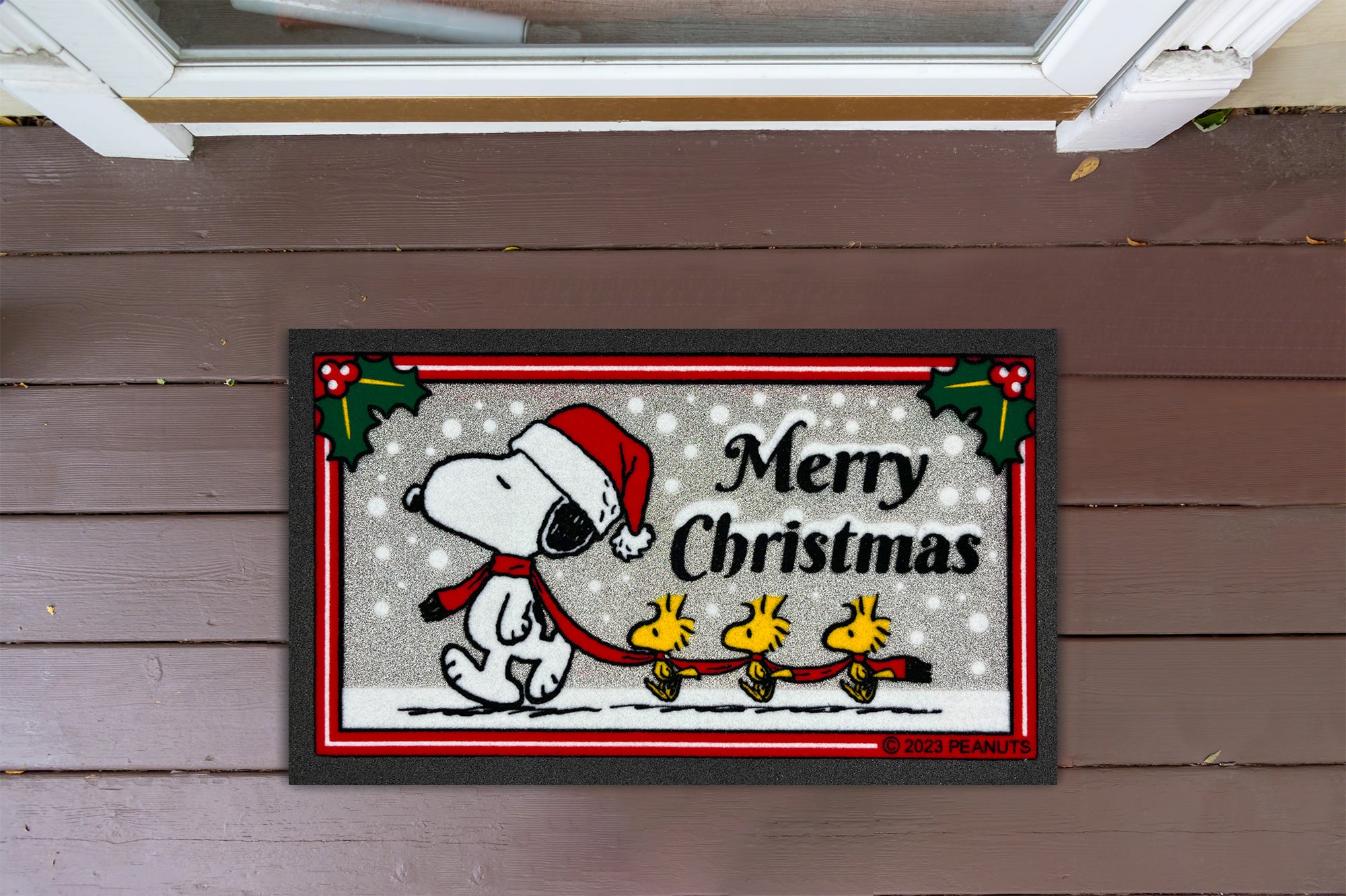 Zerbino Ingresso Natalizio Rettangolare 40 x 60 Cm in Gomma Floccata Tappeto Ingresso Asciugapassi Tappetino Antiscivolo Interno Estero Originale Idea Regalo Natale