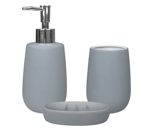 Set 3 Pezzi Accessori Bagno In Ceramica Da Appoggio Tinta Unita Design Moderno Dispenser Sapone Bicchiere Porta Oggetti Spazzolino Dentifricio Vassoio Porta Saponetta