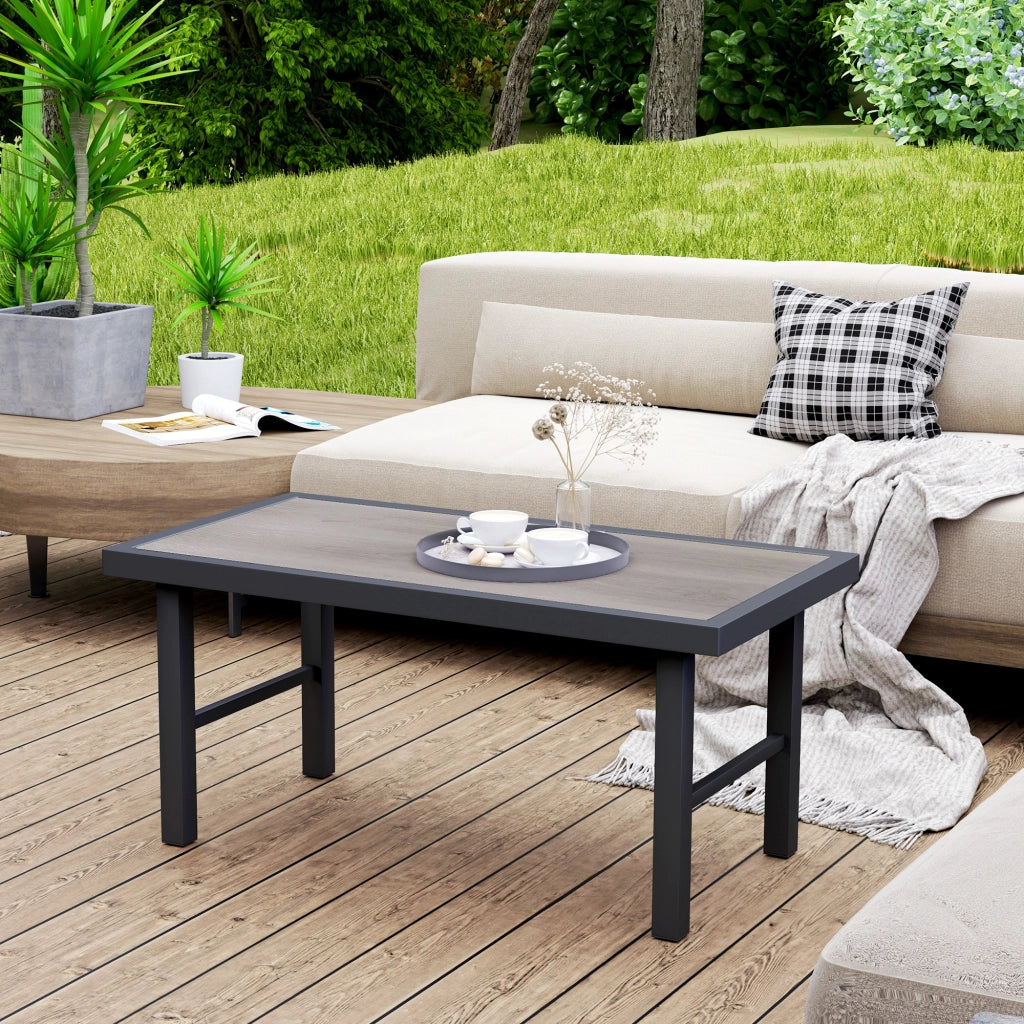 Tavolino da giardino rettangolare ¨C zephmum ¨C nero, metallo, 100x52x46 cm
