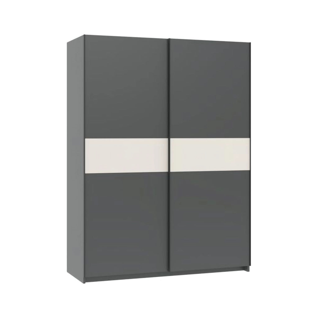 Armadio Camera da Letto Manita, Guardaroba 2 Ante 2 Ripiani, 150x204h cm Nero Antracite