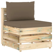 Divano Centrale Modulare con Cuscini in Legno Impregnato Verde cod mxl 68795