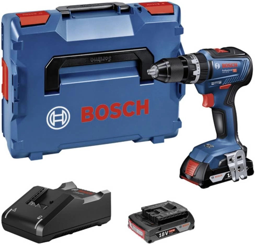 Bosch Professional 06019H5303 Trapano a Percussione Gsb 18 V-55, Senza Batteria, 18 Volt, Diametro Foro in Muratura: 10 mm, in L-Boxx, Blu