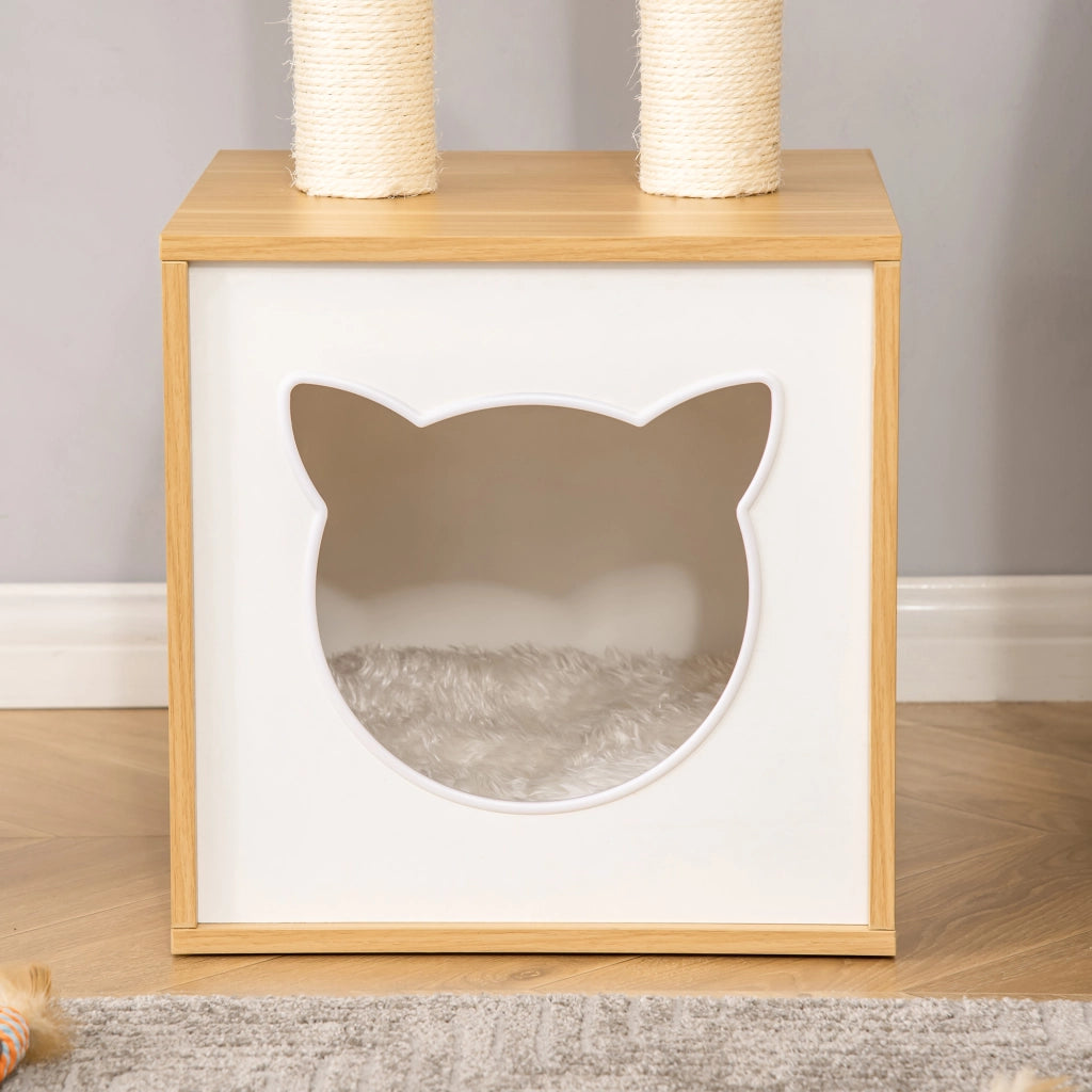 Casetta per Gatti con Tiragraffi in Sisal ¨C Minimal ¨C 35x35x81cm, Quercia