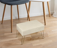 Pouf Poggiapiedi In Velluto Con Gambe Dorate Elegante Imbottito Sgabello Per Toeletta Mobile Trucco Ottomano Ingresso Tavolino Camera Da Letto Soggiorno Salotto  - Beige - Rettangolare