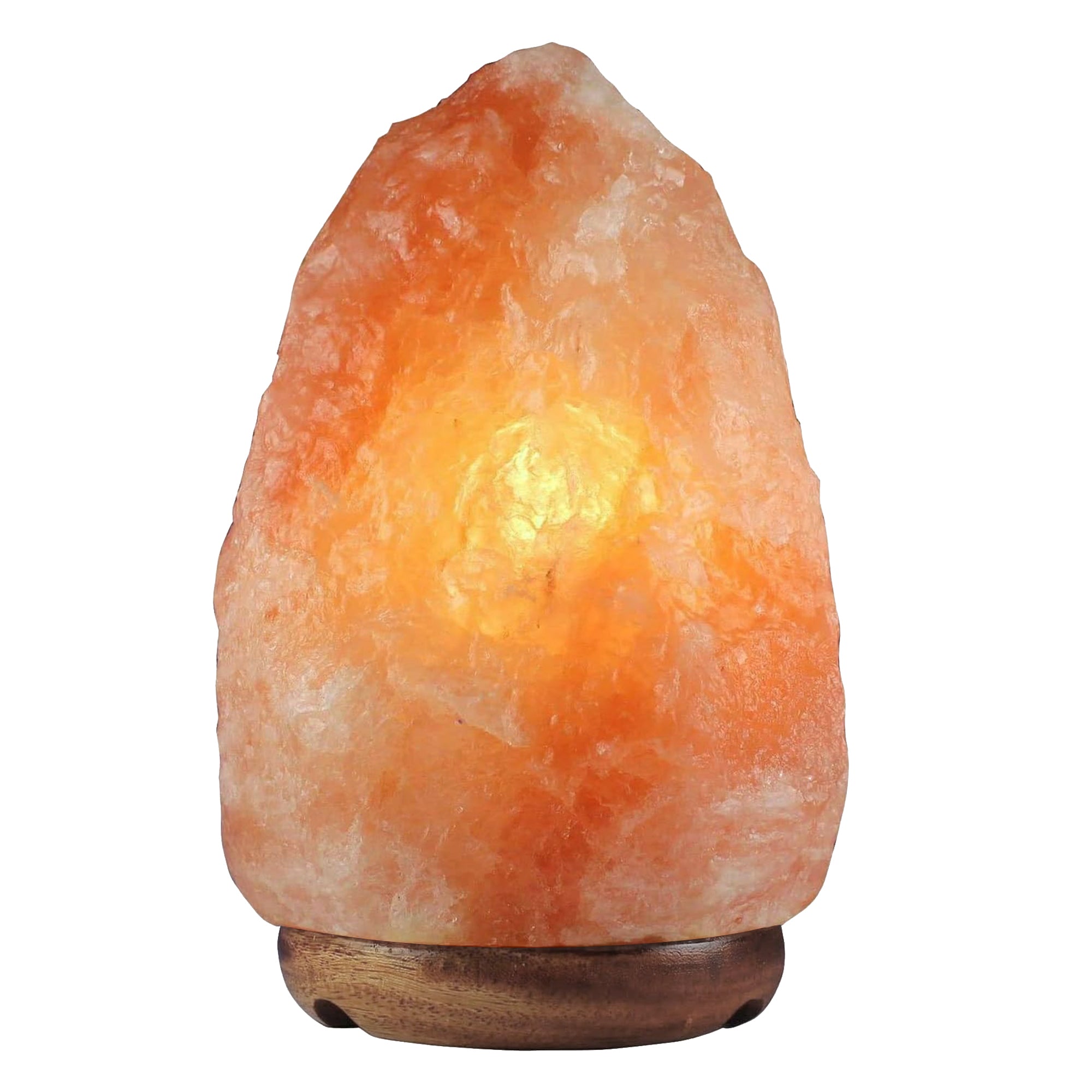 Lampada Di Sale Himalayano Originale Naturale Realizzata A Mano Con Base In Legno Di Acacia Pezzo Unico Prodotto Certificato  Con Spina Europea  - 8.5x10Cm-02Kg