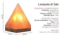Lampada Di Sale Himalayano Originale Naturale Realizzata A Mano Con Base In Legno Di Acacia Pezzo Unico Prodotto Certificato  Con Spina Europea  - Pyramid13x20Cm-3Kg