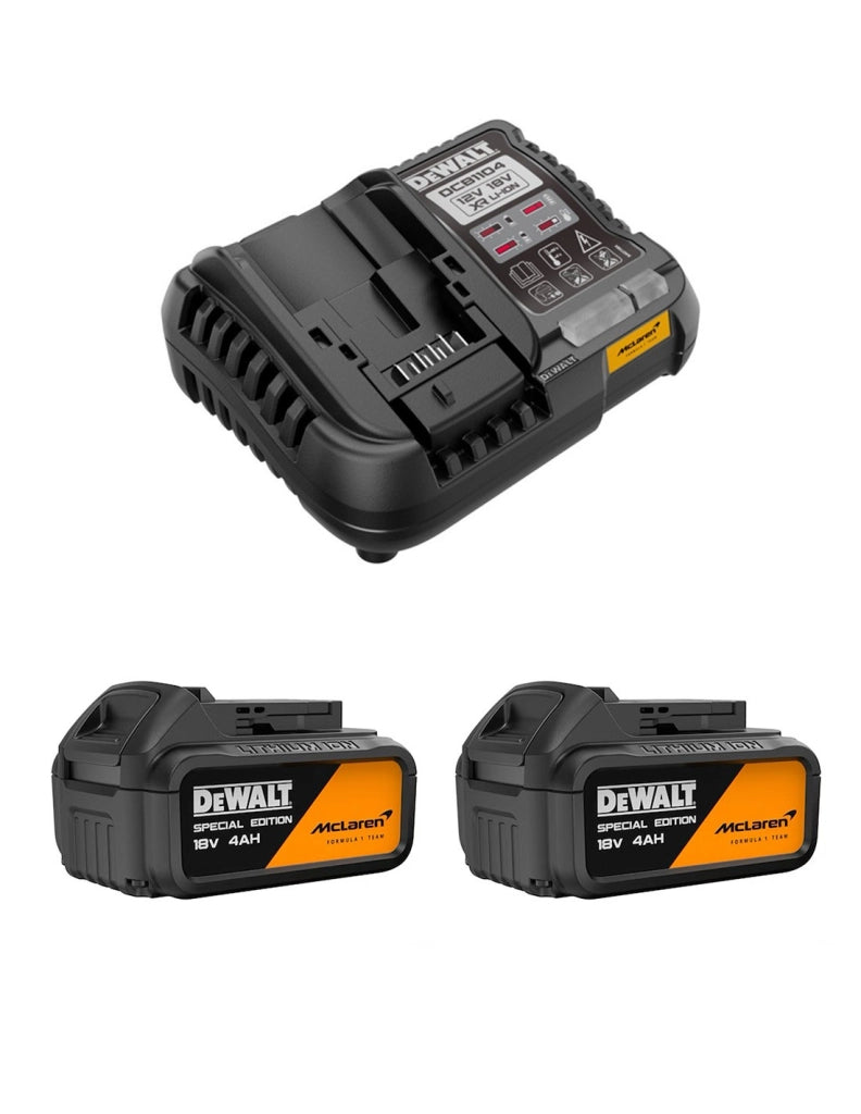 Power Set DeWALT McLaren (2 x 18V 4,0 Ah + DCB1104)