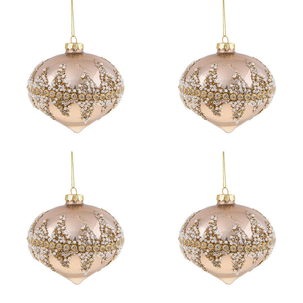 Palline di Natale a Cipolla Diamond Oro 10 cm 4 Pz