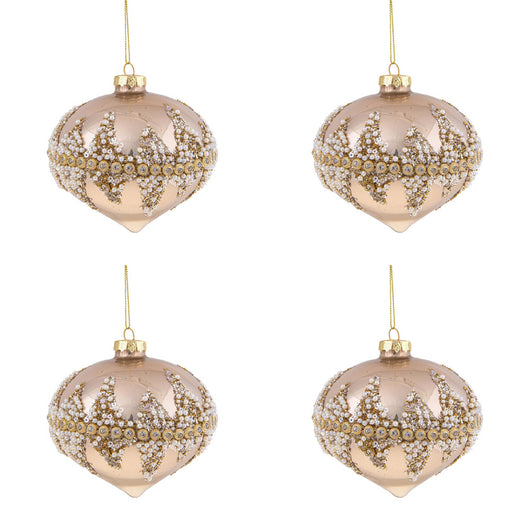 Palline di Natale a Cipolla Diamond Oro 10 cm 4 Pz