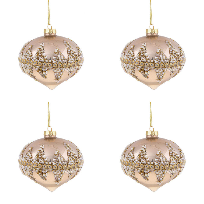 Palline di Natale a Cipolla Diamond Oro 10 cm 4 Pz