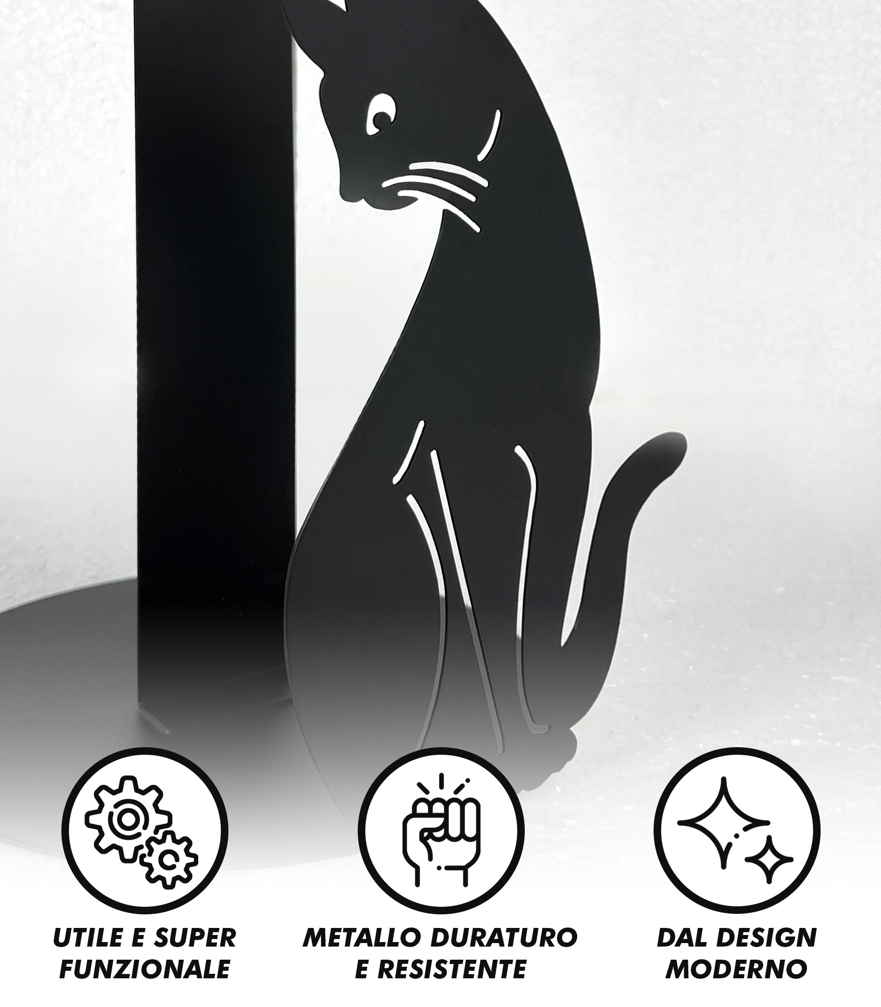 Set Accessori Cucina 2/4 Pezzi Porta Scottex Portatovaglioli Vassoio Grande Da Portata Portafrutta Centrotavola Metallo Design Moderno Decorazioni Tavola  - Gattino - 2 Pezzi