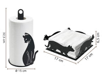 Set Accessori Cucina 2/4 Pezzi Porta Scottex Portatovaglioli Vassoio Grande Da Portata Portafrutta Centrotavola Metallo Design Moderno Decorazioni Tavola  - Gattino - 2 Pezzi