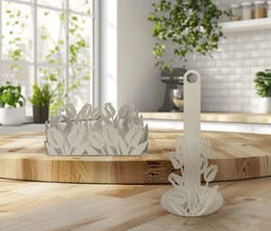 Set Accessori Cucina 2/4 Pezzi Porta Scottex Portatovaglioli Vassoio Grande Da Portata Portafrutta Centrotavola Metallo Design Moderno Decorazioni Tavola  - Papaveri - 2 Pezzi