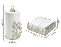 Set Accessori Cucina 2/4 Pezzi Porta Scottex Portatovaglioli Vassoio Grande Da Portata Portafrutta Centrotavola Metallo Design Moderno Decorazioni Tavola  - Papaveri - 2 Pezzi