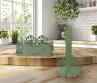 Set Accessori Cucina 2/4 Pezzi Porta Scottex Portatovaglioli Vassoio Grande Da Portata Portafrutta Centrotavola Metallo Design Moderno Decorazioni Tavola  - Funghetti - 2 Pezzi