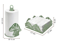 Set Accessori Cucina 2/4 Pezzi Porta Scottex Portatovaglioli Vassoio Grande Da Portata Portafrutta Centrotavola Metallo Design Moderno Decorazioni Tavola  - Funghetti - 2 Pezzi