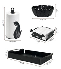 Set Accessori Cucina 2/4 Pezzi Porta Scottex Portatovaglioli Vassoio Grande Da Portata Portafrutta Centrotavola Metallo Design Moderno Decorazioni Tavola  - Gattino - 4 Pezzi