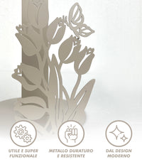 Set Accessori Cucina 2/4 Pezzi Porta Scottex Portatovaglioli Vassoio Grande Da Portata Portafrutta Centrotavola Metallo Design Moderno Decorazioni Tavola  - Papaveri - 4 Pezzi