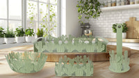 Set Accessori Cucina 2/4 Pezzi Porta Scottex Portatovaglioli Vassoio Grande Da Portata Portafrutta Centrotavola Metallo Design Moderno Decorazioni Tavola  - Cactus - 4 Pezzi