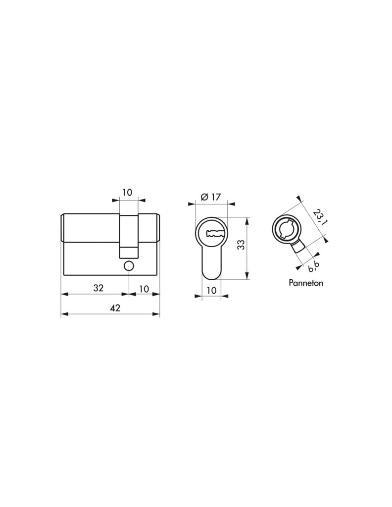 Mezzo cilindro europeo Federal 2 - 30X10mm nichel, anti-sfilamento, anti-perforazione, 5 chiavi reversibili - THIRARD