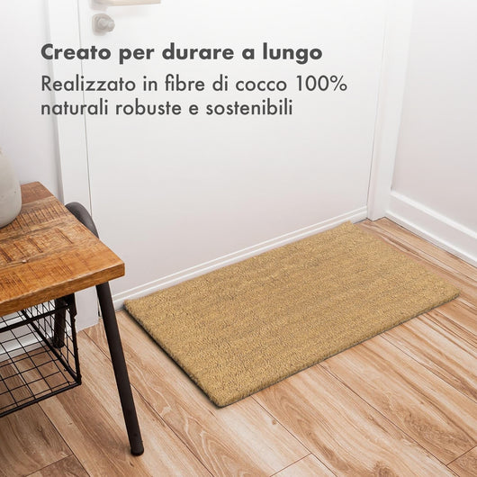 Zerbino Ingresso In Cocco Tappeto Antiscivolo Antibatterico 40 x 60 Cm AsciugaPassi Facile Da Pulire Resistente Rettangolare Tappetino Colore Naturale Neutro 
