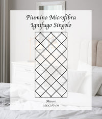 Piumino Letto Bianco Ignifugo Certificato Classe 1IM 100/200/300 Gr Microfibra Anallergica Manopesca Effetto Piuma Prodotto Italiano Hotel Strutture - Piumino 200Gr - Singolo