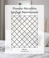 Piumino Letto Bianco Ignifugo Certificato Classe 1IM 100/200/300 Gr Microfibra Anallergica Manopesca Effetto Piuma Prodotto Italiano Hotel Strutture- Piumino 100Gr - Matrimoniale