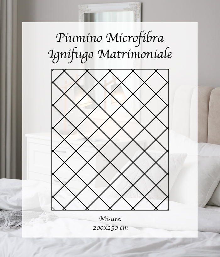 Piumino Letto Bianco Ignifugo Certificato Classe 1IM 100/200/300 Gr Microfibra Anallergica Manopesca Effetto Piuma Prodotto Italiano Hotel Strutture- Piumino 100Gr - Matrimoniale