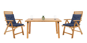 Set Cuscini Sedia Con Schienale Imbottiti Con Laccetti Banda Elastica 40 x 80 Cm Blu Navy - 2 Pezzi