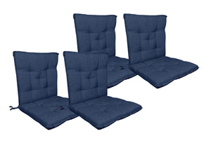 Set Cuscini Sedia Con Schienale Imbottiti Con Laccetti Banda Elastica 40 x 80 Cm Blu Navy - 4 Pezzi