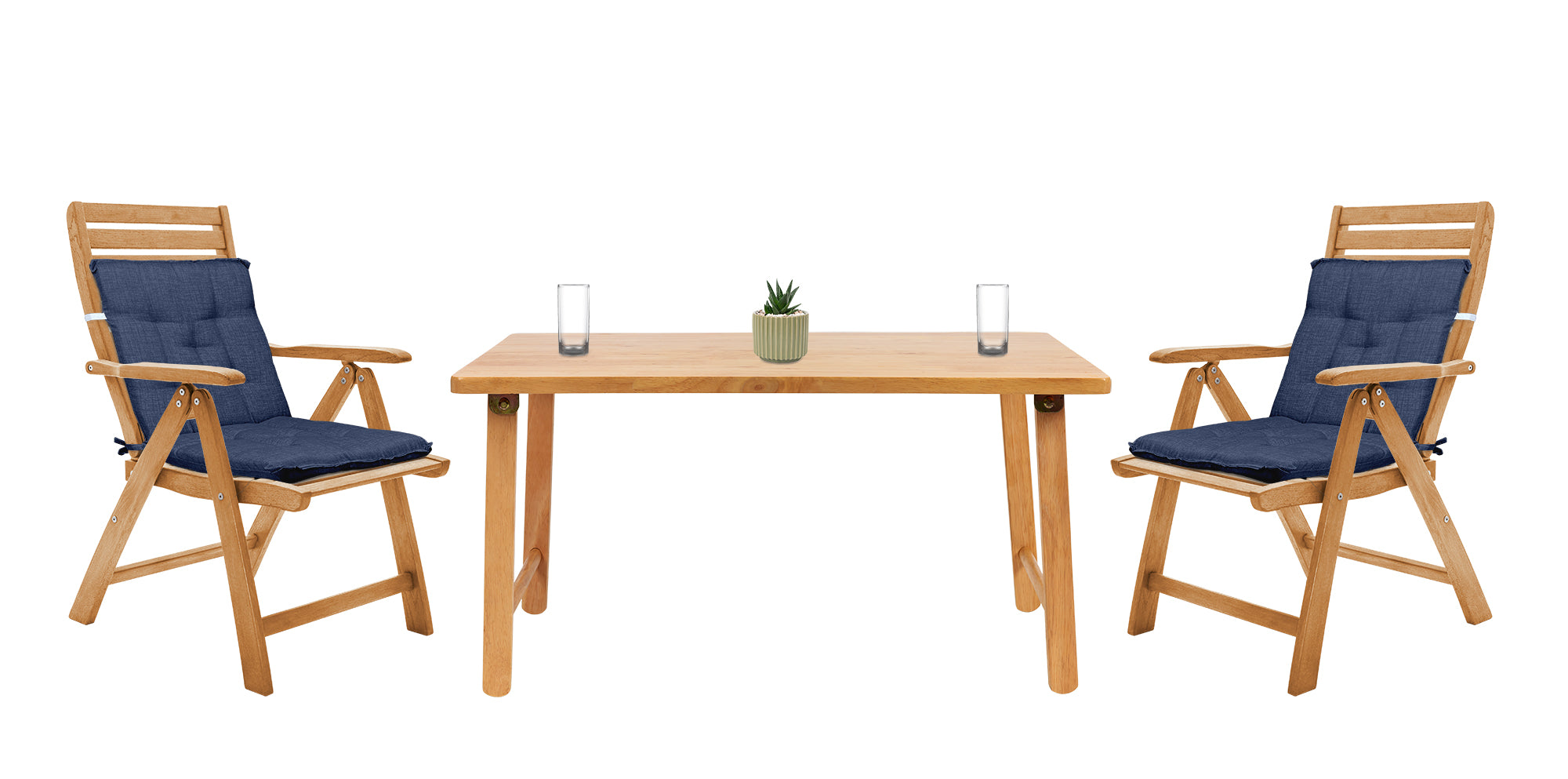 Set Cuscini Sedia Con Schienale Imbottiti Con Laccetti Banda Elastica 40 x 80 Cm Blu Navy - 4 Pezzi