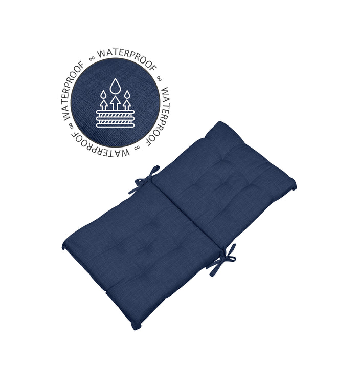 Set Cuscini Sedia Con Schienale Imbottiti Con Laccetti Banda Elastica 40 x 80 Cm Blu Navy - 4 Pezzi