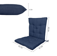 Set Cuscini Sedia Con Schienale Imbottiti Con Laccetti Banda Elastica 40 x 80 Cm Blu Navy - 4 Pezzi