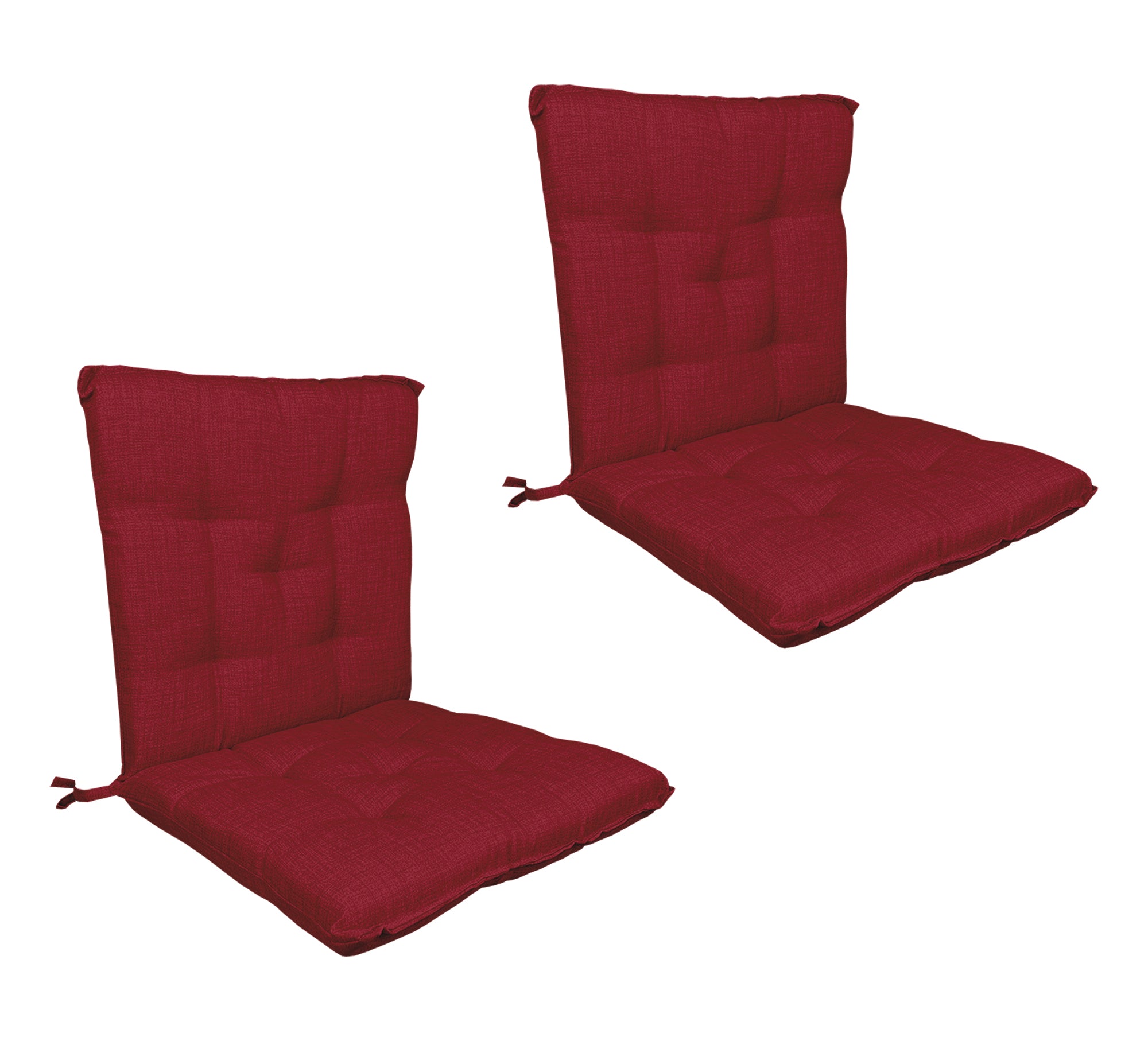 Set Cuscini Sedia Con Schienale Imbottiti Con Laccetti Banda Elastica 40 x 80 Cm Bordeaux - 2 Pezzi