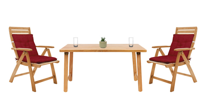 Set Cuscini Sedia Con Schienale Imbottiti Con Laccetti Banda Elastica 40 x 80 Cm Bordeaux - 2 Pezzi