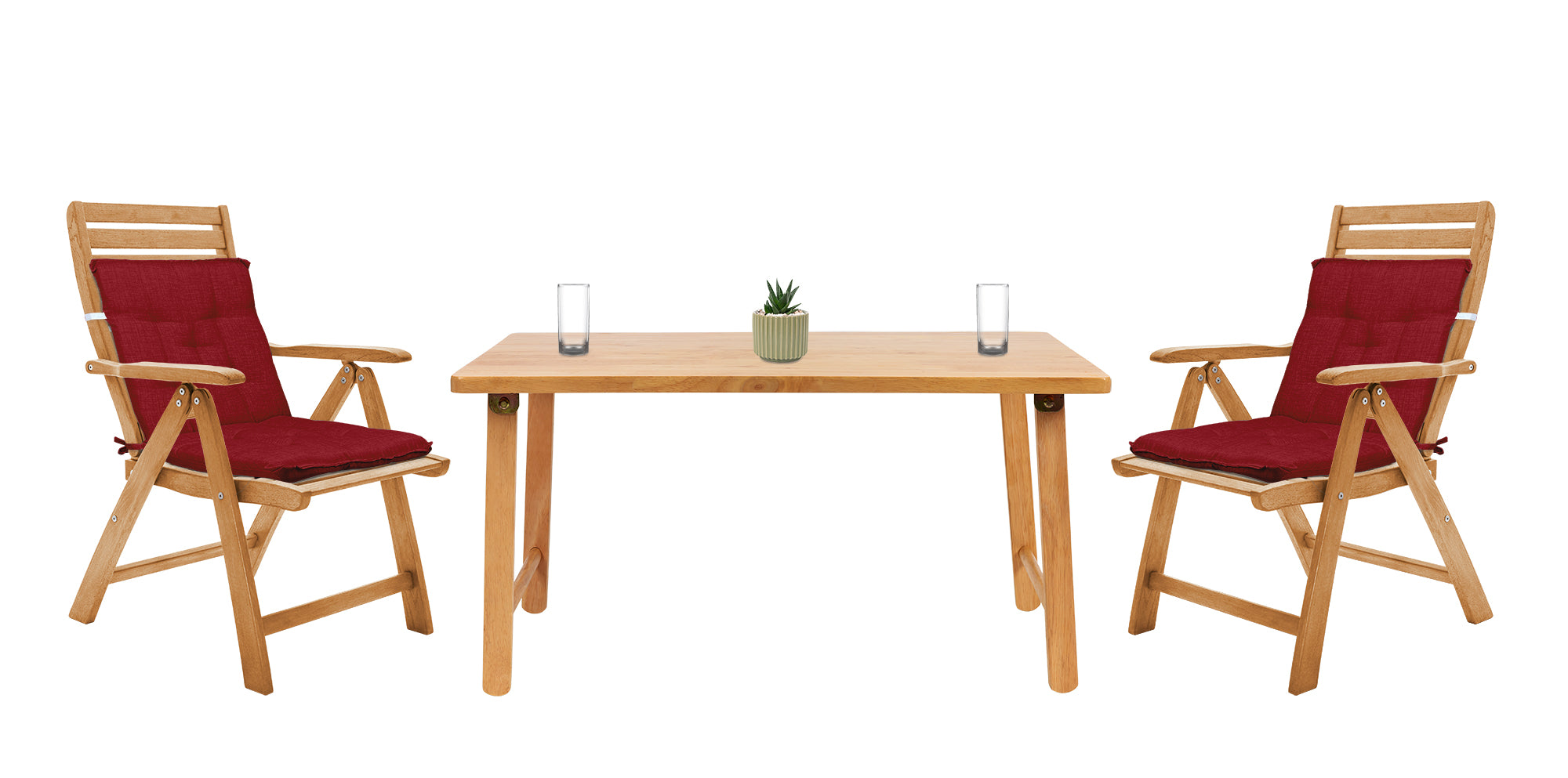 Set Cuscini Sedia Con Schienale Imbottiti Con Laccetti Banda Elastica 40 x 80 Cm Bordeaux - 4 Pezzi