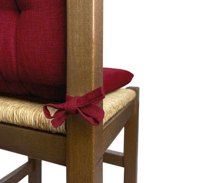 Set Cuscini Sedia Con Schienale Imbottiti Con Laccetti Banda Elastica 40 x 80 Cm Bordeaux - 4 Pezzi