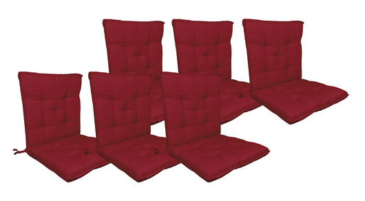 Set Cuscini Sedia Con Schienale Imbottiti Con Laccetti Banda Elastica 40 x 80 Cm Bordeaux - 6 Pezzi