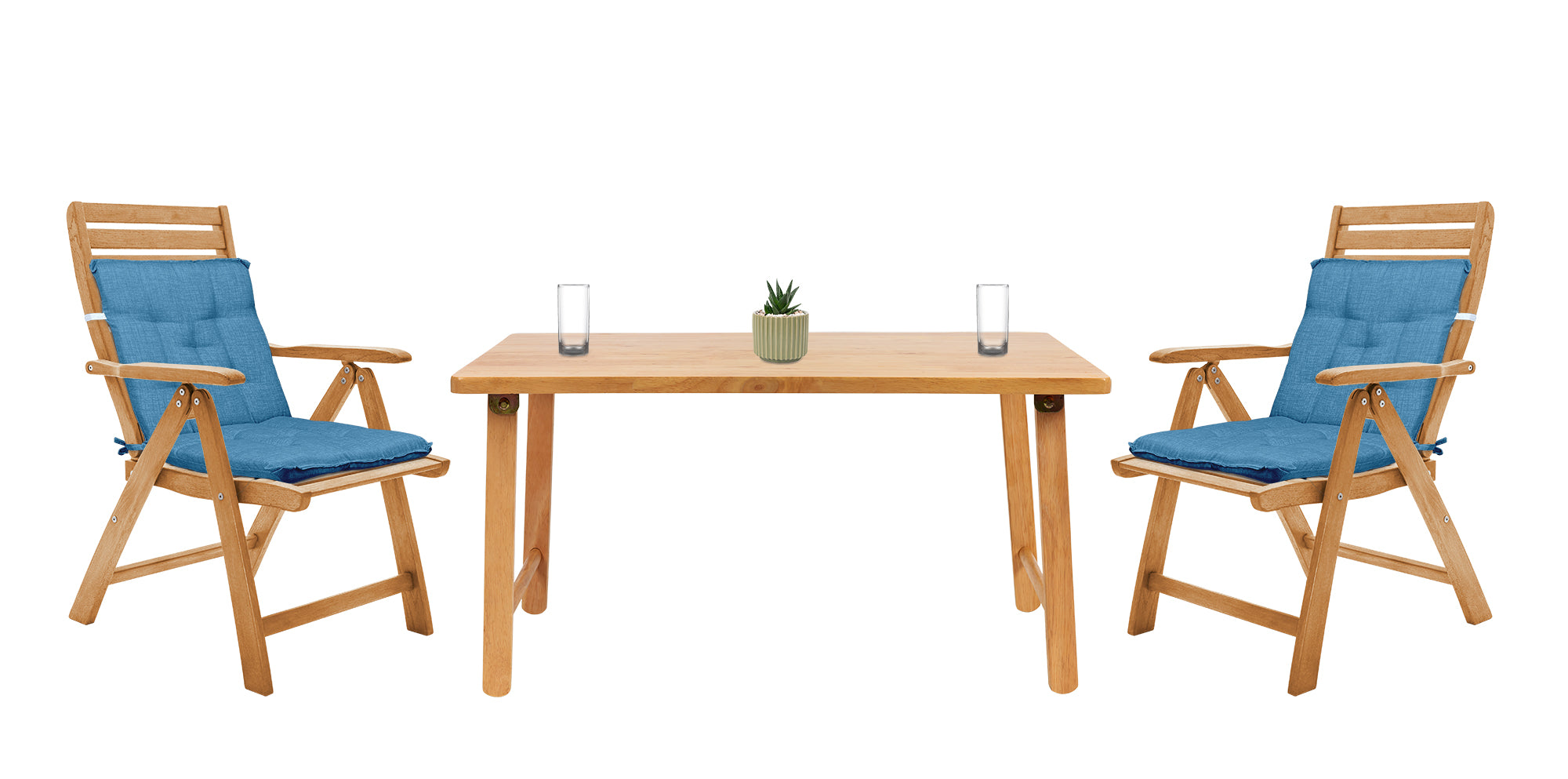 Set Cuscini Sedia Con Schienale Imbottiti Con Laccetti Banda Elastica 40 x 80 Cm Azzurro - 2 Pezzi