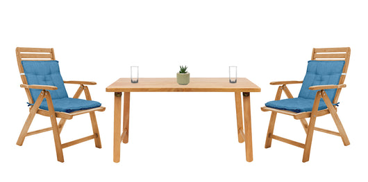 Set Cuscini Sedia Con Schienale Imbottiti Con Laccetti Banda Elastica 40 x 80 Cm Azzurro - 2 Pezzi