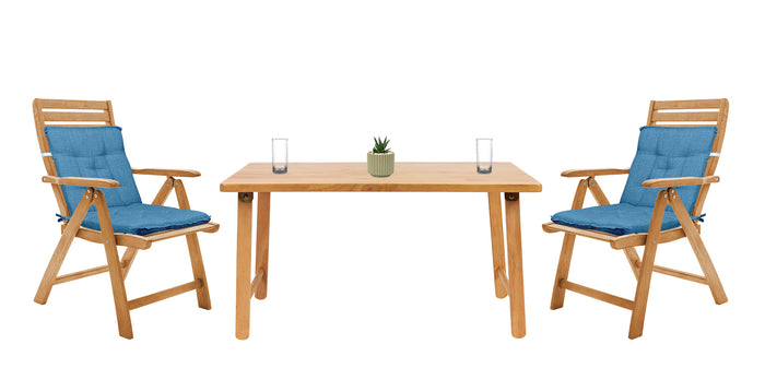 Set Cuscini Sedia Con Schienale Imbottiti Con Laccetti Banda Elastica 40 x 80 Cm Azzurro - 4 Pezzi